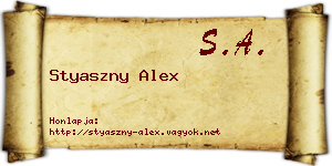 Styaszny Alex névjegykártya